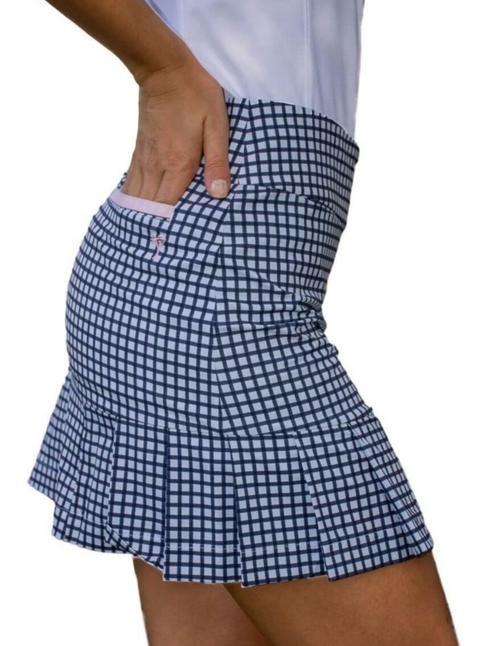 Golftini Pleated Navy Check Golf Skirt